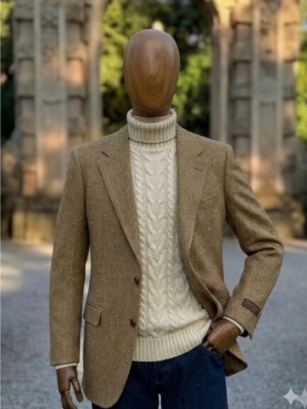 VTG Oscar de la Renta Houndstooth Wool Sport Coat Blazer 44R